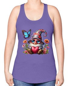 gnome with butterfly 17# - gnome -Racerback Tank
