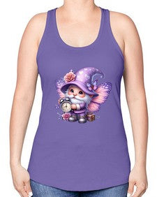 gnome with butterfly 18# - gnome -Racerback Tank