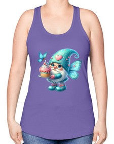 gnome with butterfly 20# - gnome -Racerback Tank