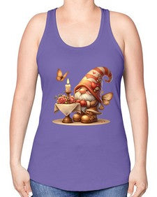 gnome with butterfly 21# - gnome -Racerback Tank