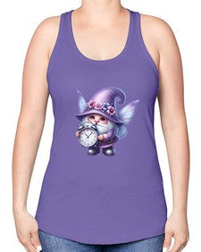 gnome with butterfly 23# - gnome -Racerback Tank