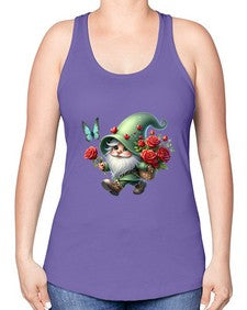 gnome with butterfly 24# - gnome -Racerback Tank