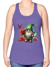gnome with butterfly 26# - gnome -Racerback Tank