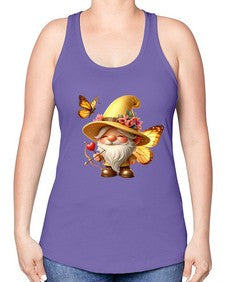 gnome with butterfly 27# - gnome -Racerback Tank