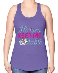 horses keep me stable 170# - unicorn -Racerback Tank