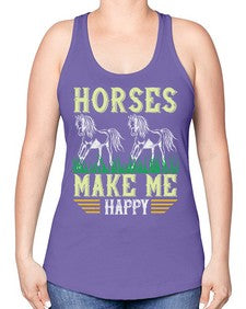 horses make me happy Style 40# - horse -Racerback Tank