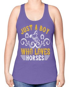 just a boy who loves horses Style 32# - horse -Racerback Tank