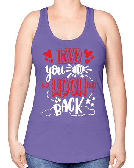 love you to the moon and back 4# - moon -Racerback Tank