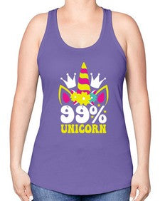 ninety nine percent unicorn 362# - unicorn -Racerback Tank