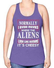normally i avoid movies where aliens look human 35# - ufo -Racerback Tank
