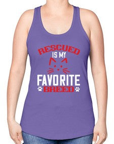 rescued is my favorite breed Style 114# - cats -Racerback Tank