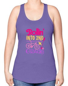 rollin into second grade 783# - second grade -Racerback Tank
