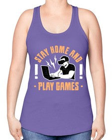 stay home and play game 153# - video games -Racerback Tank