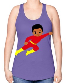 super kid 4# - black boys or men -Racerback Tank