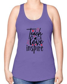 teach love inspire Style 369# - teacher -Racerback Tank