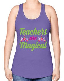 teachers are magical 428# - unicorn -Racerback Tank
