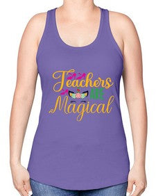 teachers are magical 430# - unicorn -Racerback Tank