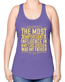 the most important influence in my childhood was my father 594# - parents day -Racerback Tank