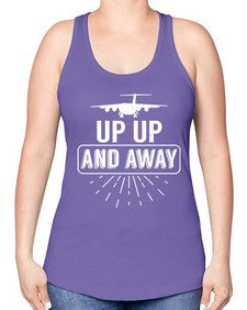 up up and away  46# - airplane -Racerback Tank
