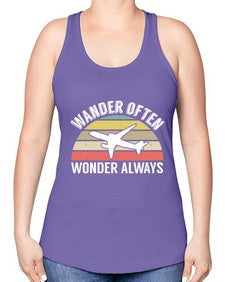 wander often wonder always  47# - airplane -Racerback Tank