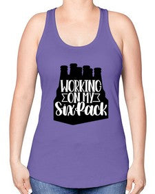 working on my six pack 1789# - beer -Racerback Tank