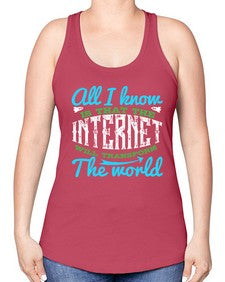 All I know is that the Internet will transform the world 68# - internet -Racerback Tank