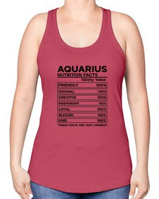 Aquarius Nutrition Facts 67# - aquarius -Racerback Tank
