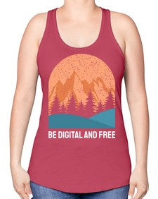 Be Digital and Free 27# - internet -Racerback Tank