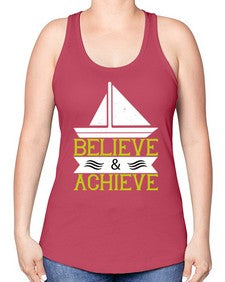 Believe  Achieve 23# - boats -Racerback Tank