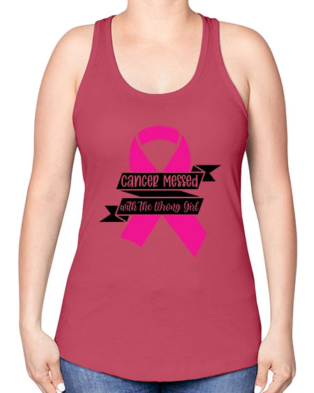 Cancer Messed with the Wrong Girl 30# - breast cancer -Racerback Tank