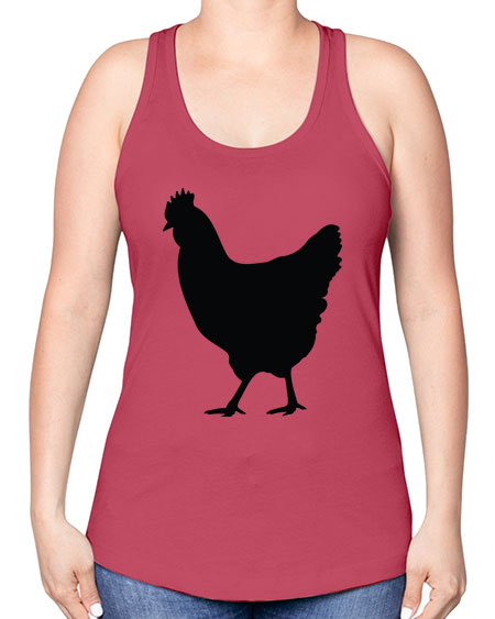 Chicken Silhouette 3# - chicken -Racerback Tank