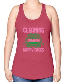 Cleaning spaces creating happy faces Style 93# - cleaner -Racerback Tank