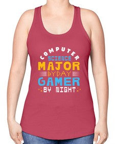 Computer science major by day gamer by night 6# - computer -Racerback Tank