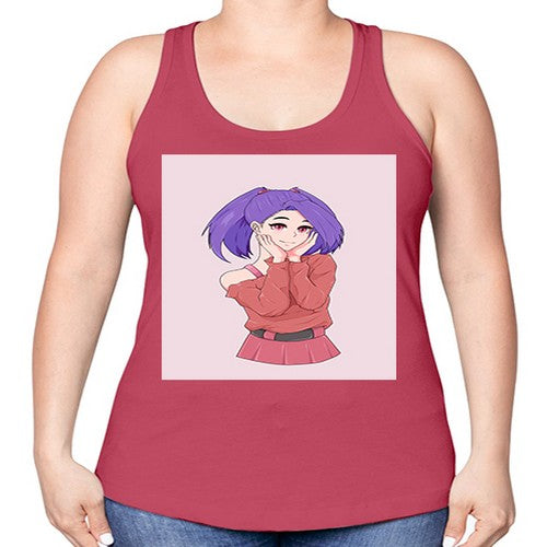 Cute girl with cute pose 138# - anime -Racerback Tank
