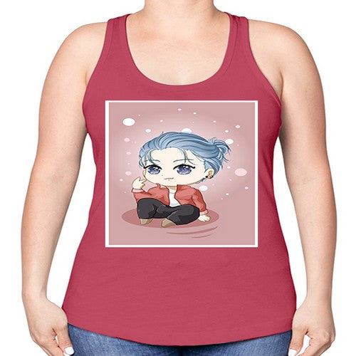 Cute little boy silver hair 78# - anime -Racerback Tank