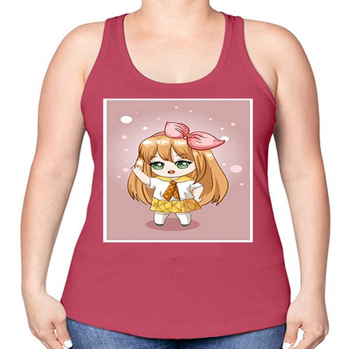 Cute little girl yellow hair wearing uniform 130# - anime -Racerback Tank