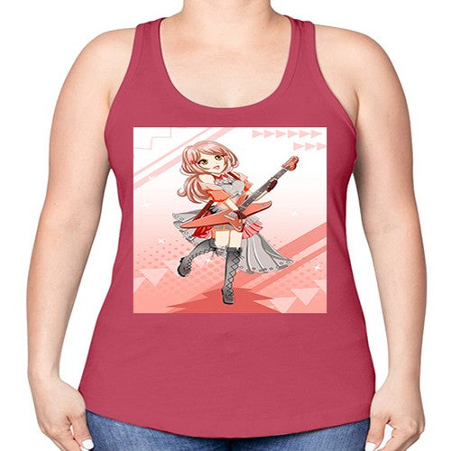 Cute rock star girl with guitar game 17# - anime -Racerback Tank