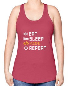 Eat sleep code repeat 49# - computer -Racerback Tank