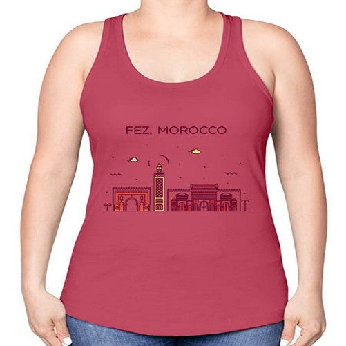 Fez 720# - cities -Racerback Tank