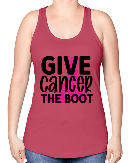 Give Cancer the Boot 25# - breast cancer -Racerback Tank