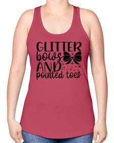 Glitter bows and pointed toes 130# - ballet -Racerback Tank
