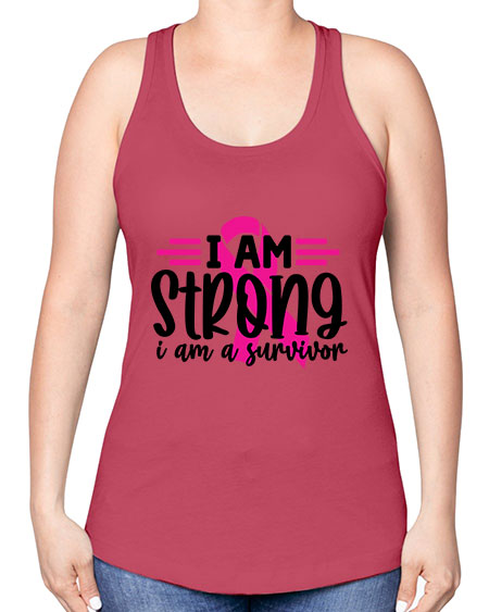 I Am Strong I Am a Survivor 20# - breast cancer -Racerback Tank