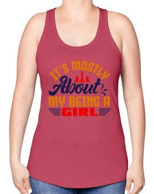 Its mostly about my being a girl 125# - chess -Racerback Tank