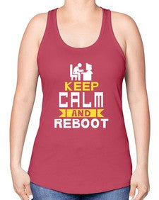 Keep Calm and reboot 27# - computer -Racerback Tank