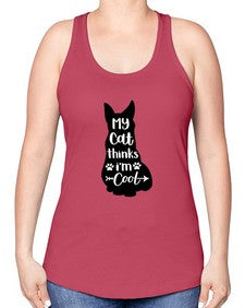 My Cat Thinks Im Cool Style 101# - cats -Racerback Tank