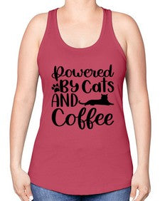 Powered By Cats And Coffee Style 102# - cats -Racerback Tank