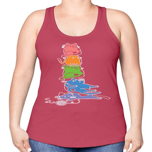 Pride Kawaii Cats Pile Cute Anime 277# - anime -Racerback Tank