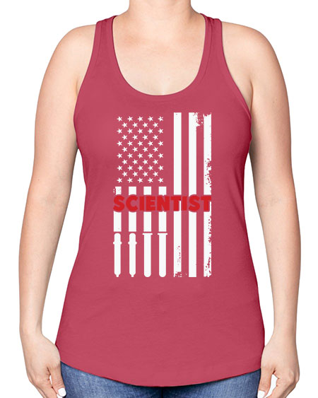 ScientistUSAFlagScientistSkinite Scientist Skinite 38# - general science -Racerback Tank