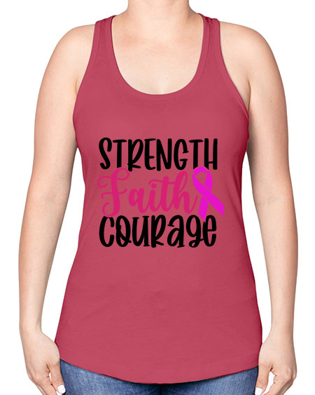 Strength Faith Courage 7# - breast cancer -Racerback Tank