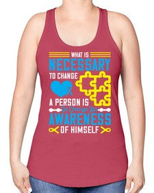 What is necessary to change a person is to change his awareness of himself Style 8# - Self awareness -Racerback Tank